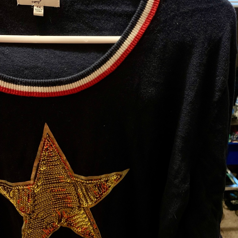 crown and ivy patriotic lightweight sweater. - Picture 7 of 10